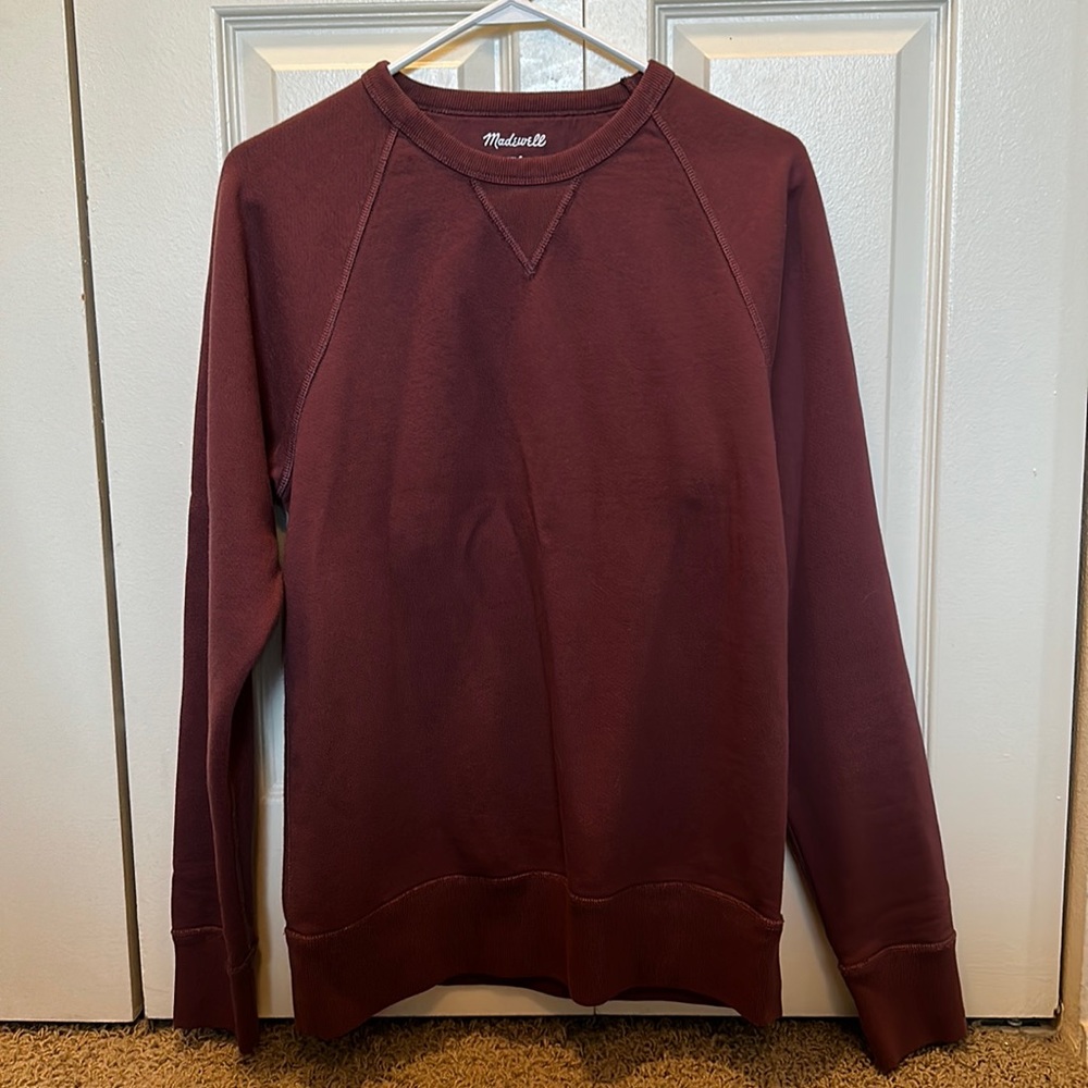 Madewell Garment Dyed Crewneck Sweatshirt, NWT, Dark Fig, Small